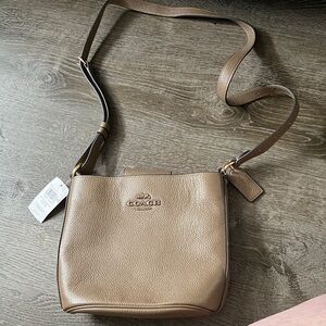 Coach Brown Leather Bucket Crossbody Bag